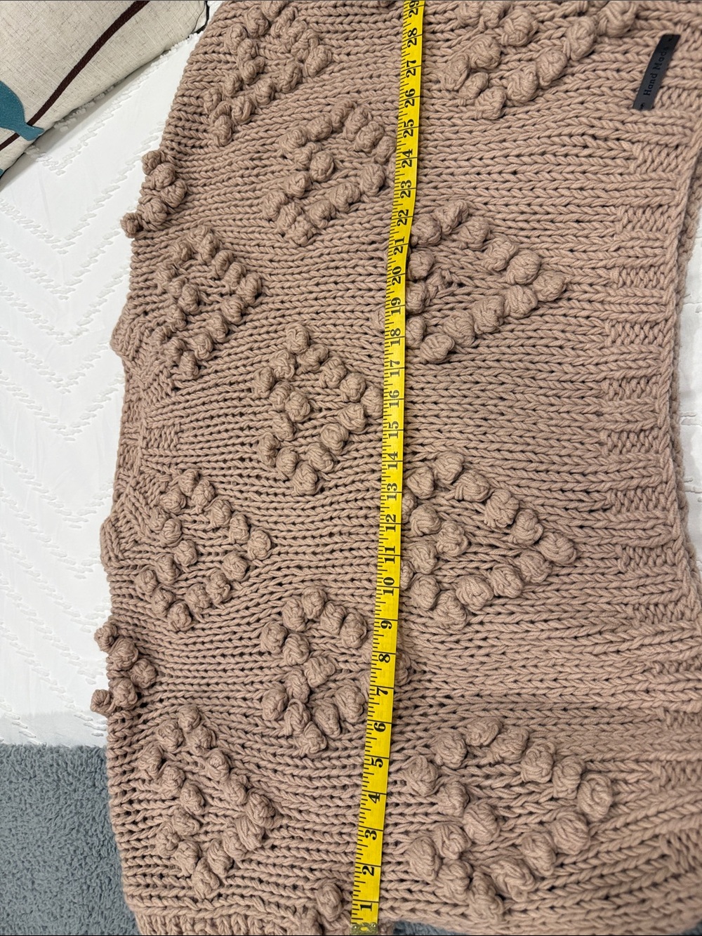 Wishlist Handmade Look Chunky Bobble Knit Sweater M/L Oversized Taupe Cozy Boho - Picture 7 of 7